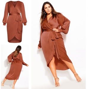 City Chic Opulent Dress in Toffee